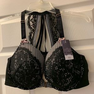 NEW Cacique Houndstooth Front Closure Plunge Bra
